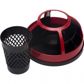 Подставка для канцелярских принадлежностей deVENTE Whirling 16*16*11 мм, черная с красным арт.4102403