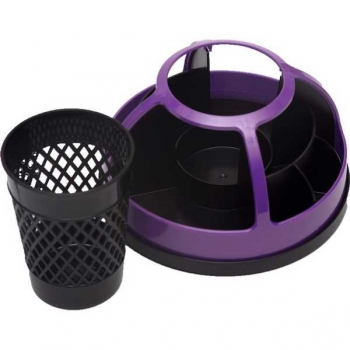 Подставка для канцелярских принадлежностей deVENTE Whirling 16*16*11 мм, черная с фиолетовым арт.4102405