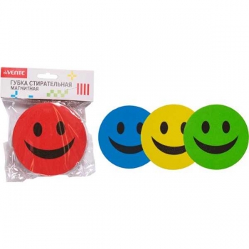 Стирательная губка для офисных досок d=9 см deVENTE Smile, в пластиковом блистере арт. 6022303