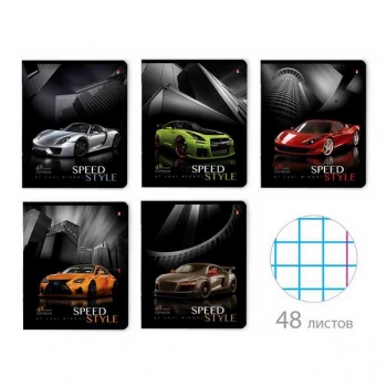 Тетрадь 48л в клетку Альт МАШИНЫ.ЖАЖДА СКОРОСТИ, ассорти 5 видов арт.7-48-432