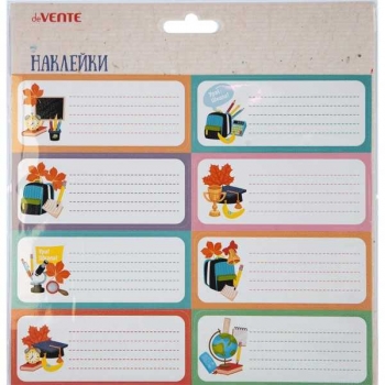 Наклейки для тетрадей deVENTE 40*96мм Снова в школу!, 8 дизайнов, блистер арт.8004155