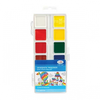 Акварель КЛАССИЧЕСКАЯ, 12цв, пласт. упк., б/к, европодвес арт.1009194
