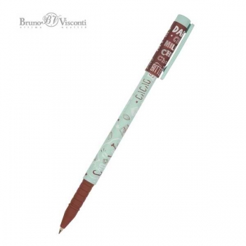 Ручка шариковая Bruno Visconti FunWrite. Coffee Time. Мятный капучино 0,5мм, синяя арт.20-0212/69