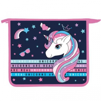 Папка д/тетр. А5 на молнии, картон/пластик арт.ПТ-715 Единорожка в звездах