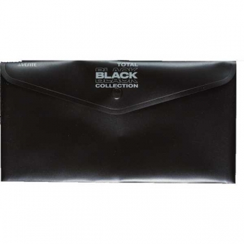 Папка-конверт Travel (260x140мм) на кнопке deVENTE TOTAL BLACK,180 мкм, непрозр. черная с рис., арт.3071340