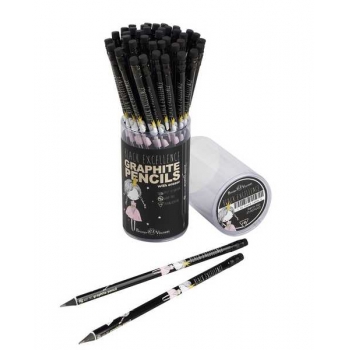 Карандаш Bruno Visconti HB ч/гр. с ластиком Black Excellence. Принцесса,трехгранный,пластик. корпус арт.21-0070/03