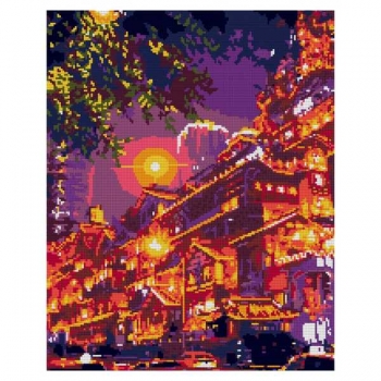 Алмазная мозаика LORI 40*50см Ночной Китай (полное заполнение, без деревянного подрамника) арт.Ам-119