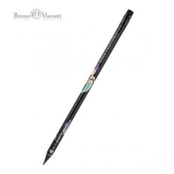 Карандаш Bruno Visconti HB ч/гр. с ластиком Black Excellence. Русалка,трехгранный,пластик. корпус арт.21-0070/01