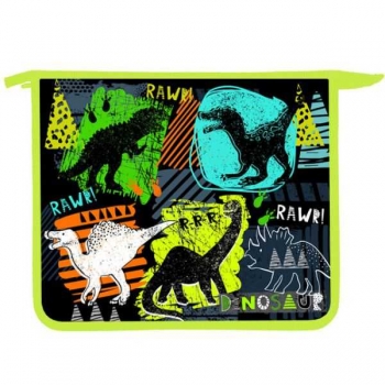 Папка д/тетр. А5 на молнии, картон/пластик арт.ПТ-715 Яркие динозавры