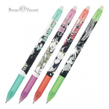 Ручка гелевая автомат. Bruno Visconti DeleteSlimClick.Classic MANGA, 0.5мм,синяя,СО СТИР.ЧЕРН., ассорти арт.20-0321/21