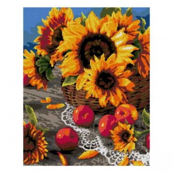 Алмазная мозаика LORI 40*50см Букет с подсолнухами (полное заполнение, без деревянного подрамника) арт.Ам-126