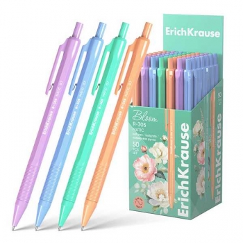 Ручка шариковая автоматическая ErichKrause R-305 Matic Pastel Bloom, 0.7мм, синяя арт.61060