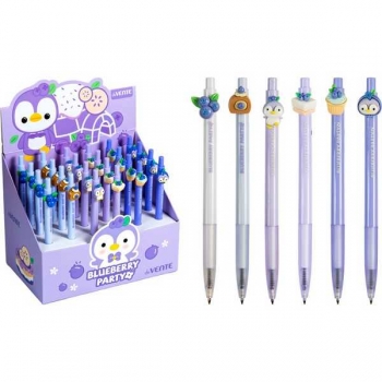 Ручка автоматическая deVENTE Blueberry Pinguin, 0.7мм, подарочная, с декор. элементом, ассорти, синяя арт.5070407