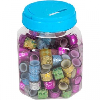 Лента клейкая декоративная deVENTE блестящая 12 ммх1 м, 40 мкм, ассорти в пласт. банке арт. 9040801