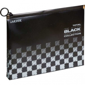Папка на молнии  А5 deVENTE (240x170x30 мм) TOTAL BLACK,180 мкм, непрозр. черная с диз.,  арт.3071327