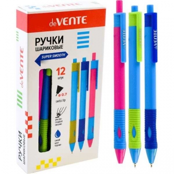 Ручка автоматическая deVENTE 0.7мм, трехгранный корпус, сменный стержень, синяя арт. 5070001