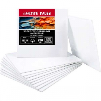 Холст грунтованный на картоне deVENTE ARTISTIC STUDIO 15*15см, 100% хлопок 280 г/м2, мелкое зерно арт.8150300
