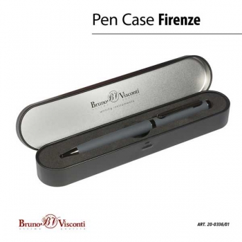Ручка Bruno Visconti FIRENZE шарик.автомат.в футляре,1,0мм,синяя, серый мет.корпус,черн.футляр арт.20-0336/01