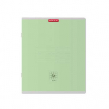 Тетрадь 12л ученическая в клетку ErichKrause Классика зеленая, (без надписи), зеленая  арт.56501