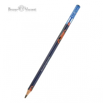 Карандаш Bruno Visconti HB ч/гр.  FunGraphix. Красная машина, трехгранный, пластик.корпус арт.21-0073/02