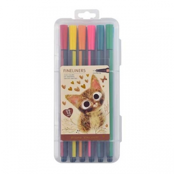 Ручки капиллярные набор Bruno Visconti LOVE ME FINELINERS, 0.4мм, 12 цветов, пластиковый пенал с е/п арт.36-0034