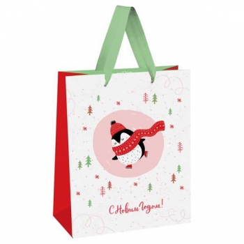 Пакет подарочный НОВОГОДНИЙ 32х26х12см MESHU С Новым годом, отд. фольгой, выб. лак, матовая ламинация арт.MS_51991