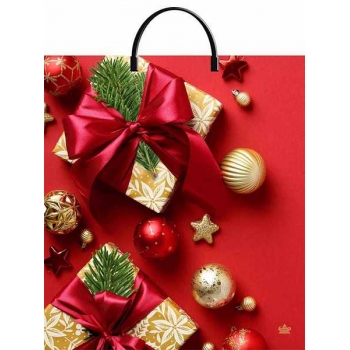 Мешок  новогодний 44х40см ПВД 100мкм с пластиковой ручкой, Идеал  арт.н00267647