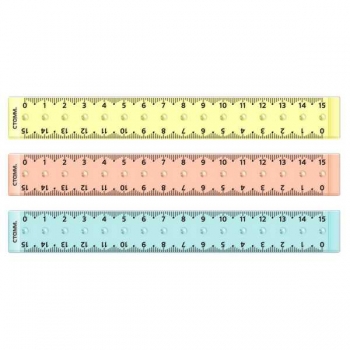 Линейка-циркуль  15 см СТАММ, пластиковая, прозрачная, неоновые цвета, ассорти, европодвес арт.ЛН-13630