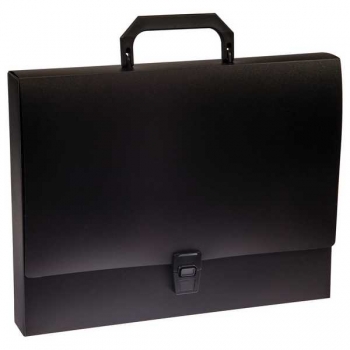 Портфель б/отделений пластиковый А4 СТАММ, 600мкм, на замке,черный арт.ММ-30700