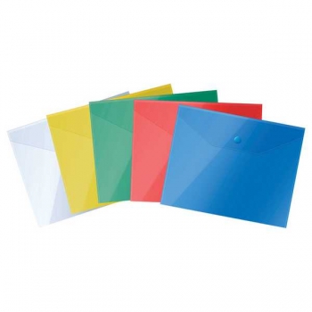 Папка-конверт А5+ на кнопке СТАММ, 150 мкм, прозрачная, цвет ассорти  арт. ММ-31908