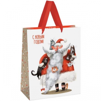 Пакет подарочный НОВОГОДНИЙ 32х26х12см MESHU Father Frost, крафт арт.MS_61650 Пакет подарочный НОВОГОДНИЙ 32х26х12см MESHU Father Frost, крафт арт.MS_61650