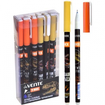 Ручка гелевая deVENTE Пиши-стирай T-Rex, 0.5мм, с ластиком, ассорти, синяя арт.5051443