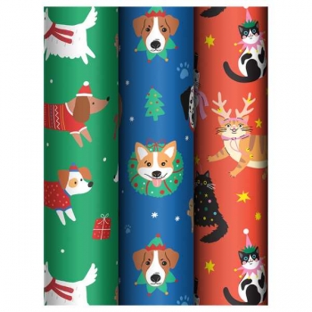 Бумага подарочная новогодняя 70*100см, MESHU Christmas mood в рулонах, 80 г/м2, 1 лист, асс-ти арт.MS_62801