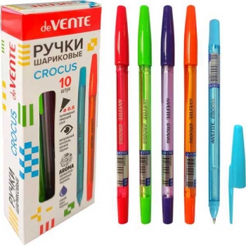 Ручка шариковая deVENTE Crocus, 0.5мм, полупрозр. флуорисц. корпус, синяя арт. 5073458