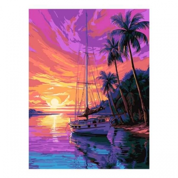 Набор для рисования по номерам, картина 28х38 см Тропический вечер (основа на карт, краски, кисть) арт.Кпн-395 Набор для рисования по номерам, картина 28х38 см Тропический вечер (основа на карт, краски, кисть) арт.Кпн-395