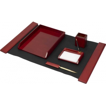 Набор настольный из дерева, 5 предм. с 1 ручкой, цвет красное дерево арт.M5C-10