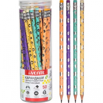 Карандаш deVENTE HB ч/гр. с ластиком, Flower, круглый пластиковый, заточенный арт.5031427