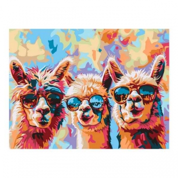 Набор для рисования по номерам, картина 31х40 см Ламы (холст на подрамнике, краски, кисть) арт.Рх-191