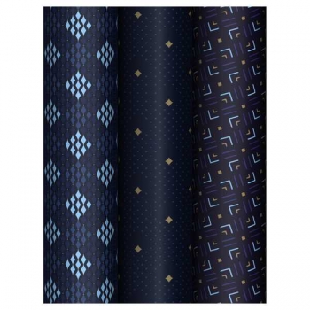 Бумага подарочная 70*100см,  MESHU Strict pattern в рулонах, 80 г/м2, 1 лист, глянцевая, 3 дизайна арт.MS_62825