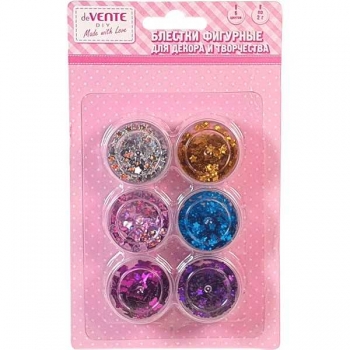 Блестки (глиттер) 2 гр* 6 цв, Bright для декоративных работ в блистере, ассорти арт. 8003010
