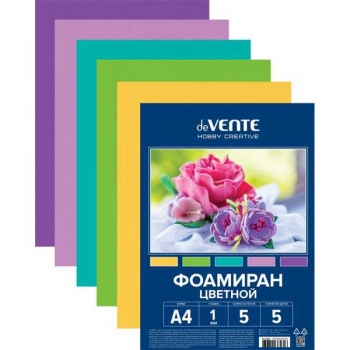 Набор фоамирана (искусственная замша) А4 deVENTE 5цв, 5л, 1мм, цветной арт. 8112401