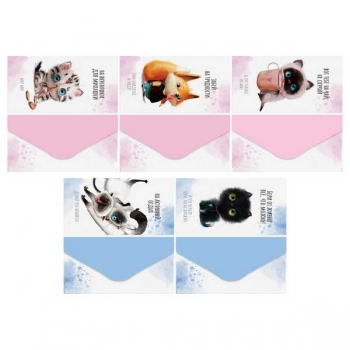 Конверт для денег 85*164мм MESHU Cute kittens мат. ламинация, 5 дизайнов арт.MS_65061