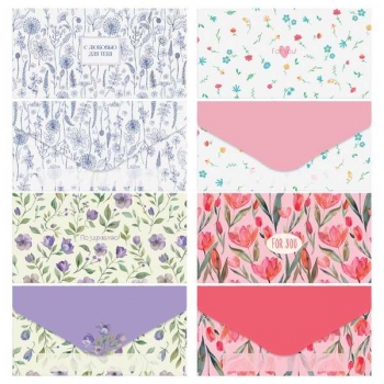 Конверт для денег 85*164мм MESHU Meadow мат. ламинация, 4 дизайна арт.MS_65062