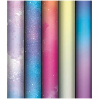 Бумага подарочная 70*100см,  MESHU Облака в рулонах, 80 г/м2, 1 лист, глянцевая, 5 дизайнов арт.MS_53495