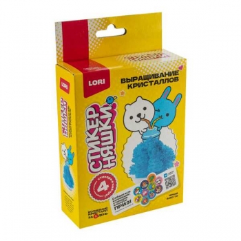 Набор для детского творчества - Выращивание кристаллов. Стикерняшки Яркий бабл ти, голубой кристалл арт.Кфо-001