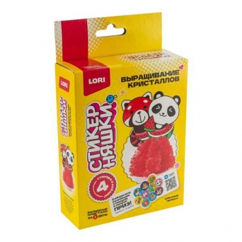 Набор для детского творчества - Выращивание кристаллов. Стикерняшки Арбузный перекус, красный кристалл арт.Кфо-002