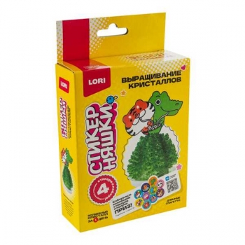 Набор для детского творчества - Выращивание кристаллов. Стикерняшки Длинные спагетти, зеленый кристалл арт.Кфо-005