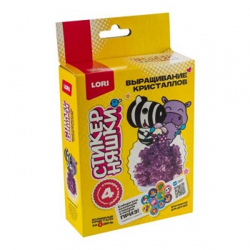 Набор для детского творчества - Выращивание кристаллов. Стикерняшки Мороженое для друзей, фиолет. кристалл арт.Кфо-006