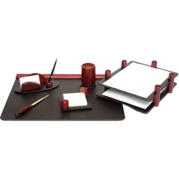 Набор настольный из дерева, 6 предм. с 1 ручкой, цвет красное дерево / черный МДФ арт.6HJ-1A
