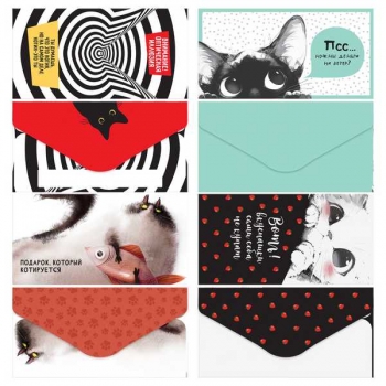 Конверт для денег 85*164мм MESHU Funny cats, мат. ламинация арт.MS_65060